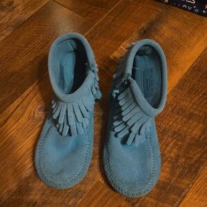 Kids Blue Moccasin Shoes